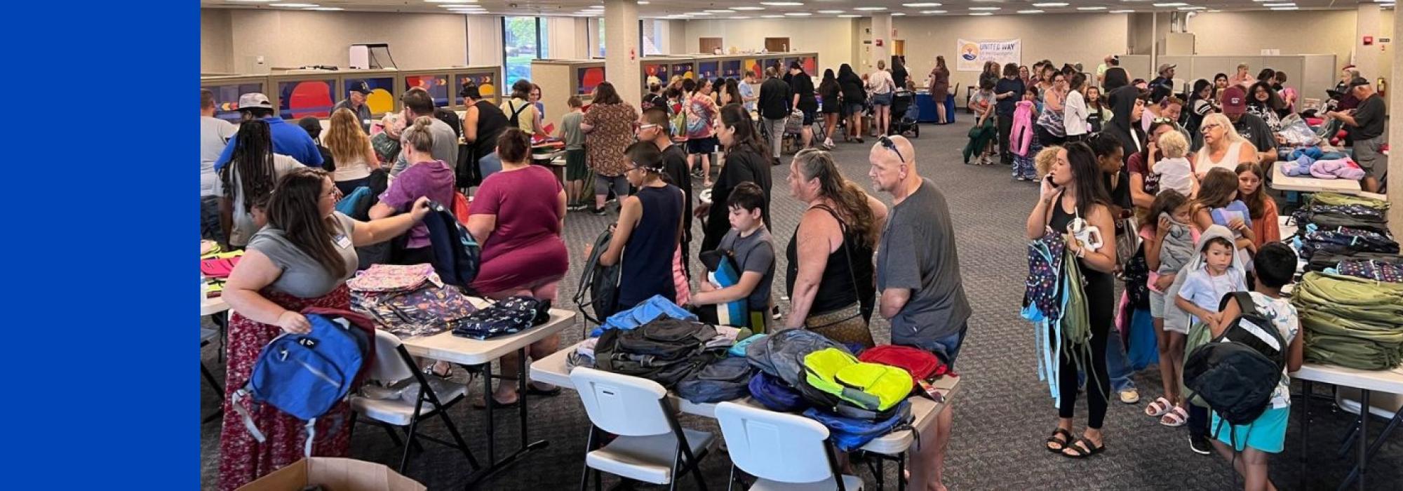 Families pick up school supplies 