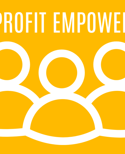 A yellow icon with three people icons saying Nonprofit Empowerment